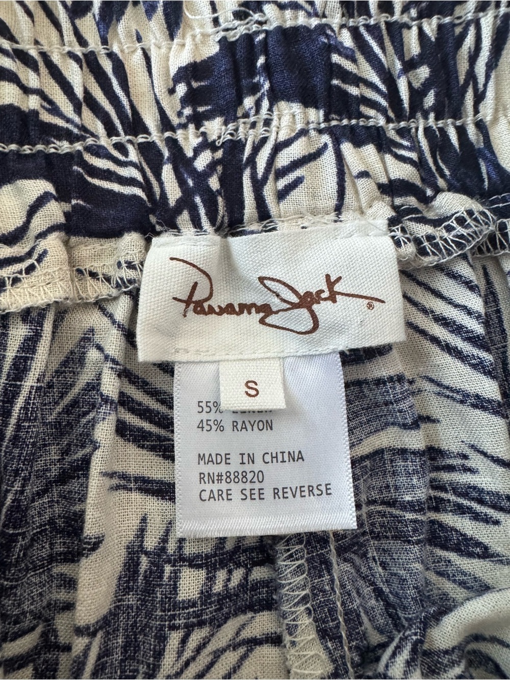 Panama Jack Linen Pants Palm Print Blue and Ivory Size Small - Picture 3 of 9
